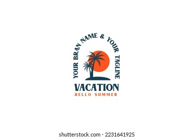 Beach Vacation Logo Design Template