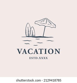 Beach vacation logo design vector illustration