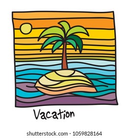 Beach vacation poster or banner abstract design, vector illustration