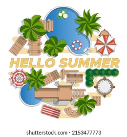 Beach vacation. A set of elements. Isolated on white background. Vector illustration.