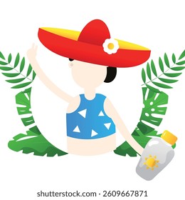 Beach vacation with summer elements and seaside relaxation