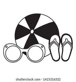 beach vacations ball sunglasses sandals  vector illustration