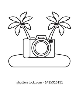 beach vacations camera palms vector illustration design
