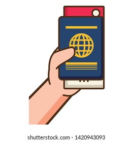 beach vacations hand passport and tickets  vector illustration