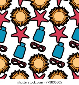 beach vacations sun sunglasses sunblock bottle starfish pattern