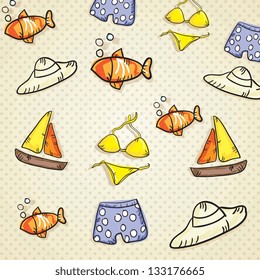 Beach, Vacations and Travel concept. Vector Illustration