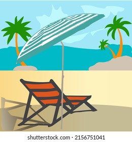 Beach vector art stock illustration. seascape