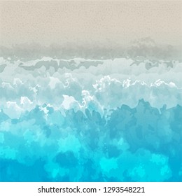 Beach vector background, depicting water and sandy shore, bright and colorful. Suitable for cards, banners, wallpapers, etc.