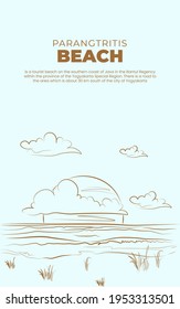 beach vector backround, parangtritis beach from yogyakarta indonesia flat design