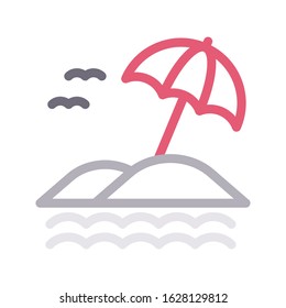 beach vector color line icon 