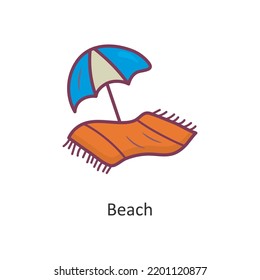 Beach vector filled outline Icon Design illustration. Holiday Symbol on White background EPS 10 File