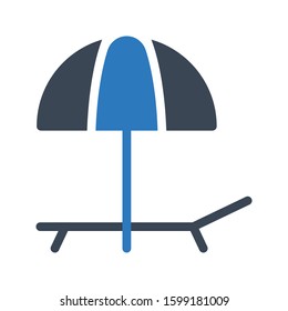 beach vector glyph color icon 