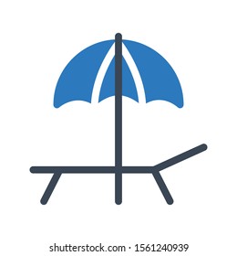 beach vector glyph colour icon 