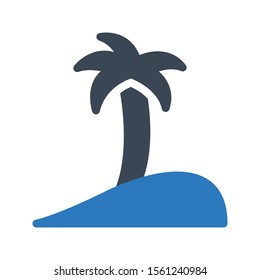 beach vector glyph colour icon 