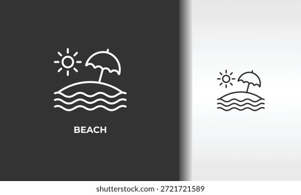 Ilustración De Símbolo Aislado De Vector De Playa, Icono O Logotipo