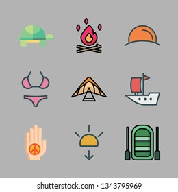 beach vector icon set