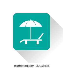 Beach vector icon. Umbrella with deck chair