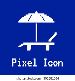 Beach vector icon. Umbrella with deck chair