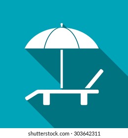 Beach vector icon. Umbrella with deck chair