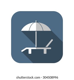 Beach vector icon. Umbrella with deck chair