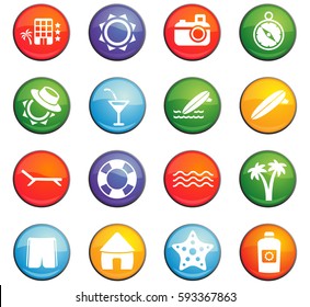 beach vector icons for user interface design