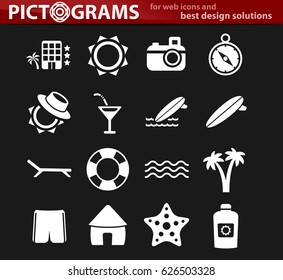 beach vector icons for user interface design