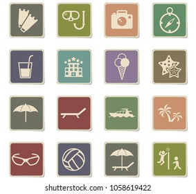 beach vector icons for web and user interface design