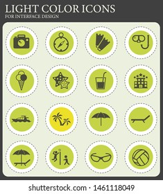 beach vector icons for web and user interface design