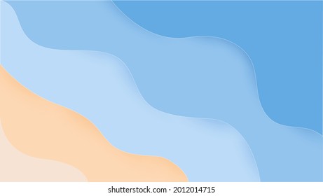beach vector illustration with papercut design style for element, banner, web, wallpaper, presentation, banner, promotion, and etc. 