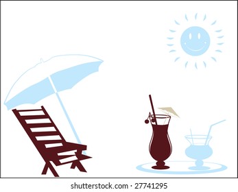 beach vector illustration with sun background
