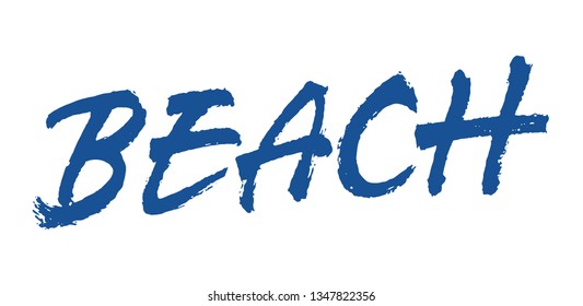 Beach vector lettering. Handwritten text label. Freehand typography design