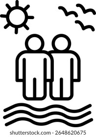 Beach Vector Line Icon Design