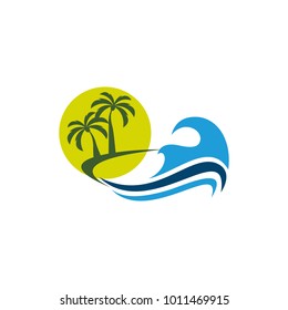 beach vector logo design abstract graphic template modern shape