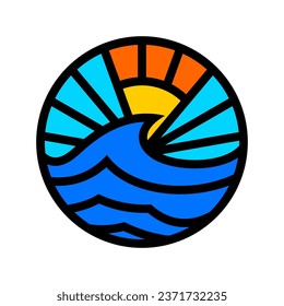 Beach Vector Logo Design Template