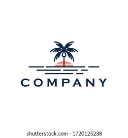 beach vector logo graphic design line art