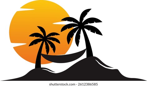Beach vector logo silhouette flat design