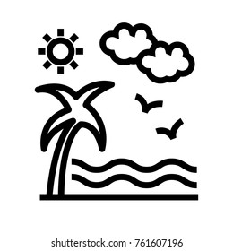 Beach vector outline icon