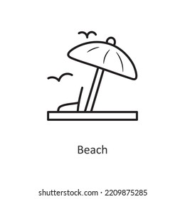 Beach Vector outline Icon Design illustration. Travel Symbol on White background EPS 10 File
