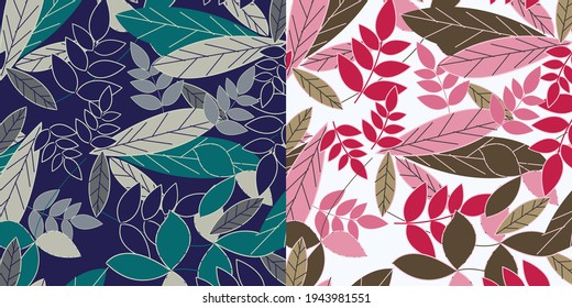 Beach vector pattern. Tropical leaves. Jungle foliage illustration. Exotic plants. Summer beach floral design.