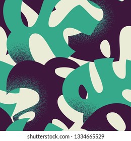 Beach vector pattern Wallpaper of turquoise, green and lilac tropical leaves. Seamless graphic design with monstera foliage on light background