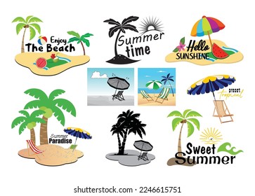 Beach vector For Print, Beach Clipart, Beach vector Illustration