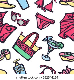 Beach. Vector seamless pattern. 
