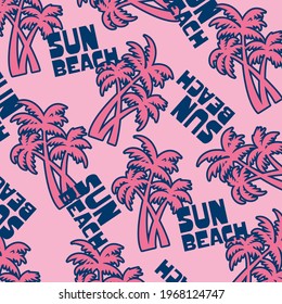 Beach vector seamless pattern. Tropical leaves. Jungle foliage illustration. Exotic plants. Summer beach floral design. 