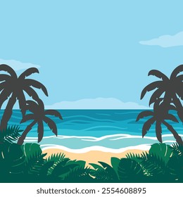 beach and vegetation background illustration