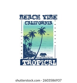 Beach Vibe California Tropical beach t shirt graphic vector design