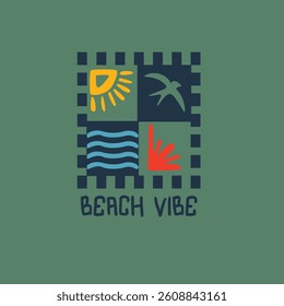 Beach Vibe summer elements vector graphic t shirt design
