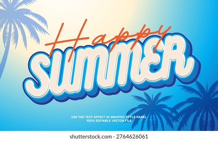 Beach vibe summer poster with palm silhouettes and blue gradient background