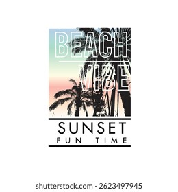 beach vibe sunset fun vibe vector graphic poster design