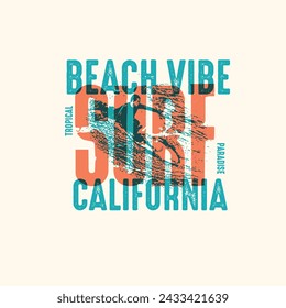 Beach Vibe Surf California typography summer poster t shirt design