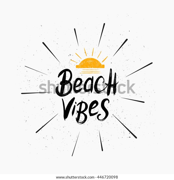 Beach Vibes Brush Paint Lettering Sign Stock Vector (Royalty Free ...